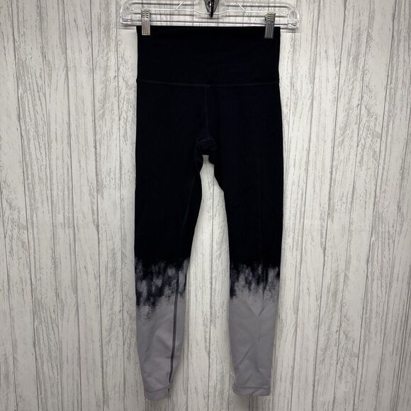 Womens Size 4 Lululemon Wunder Train Hirise Tights Black Grey - Picture 1 of 6